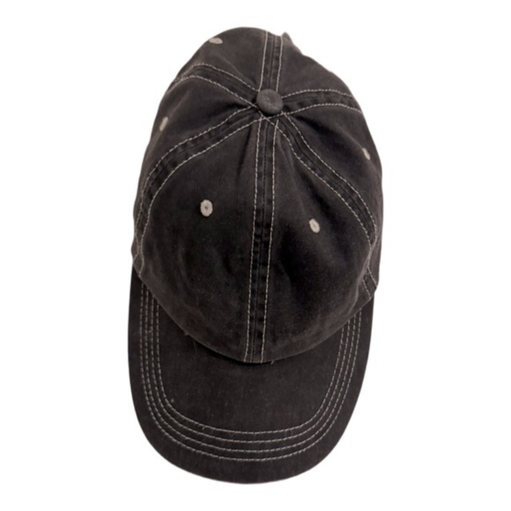Black Dad Hat – White Contrast Stitching – Adjustable Strapback